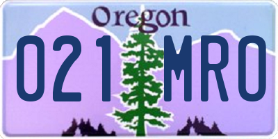 OR license plate 021MRO