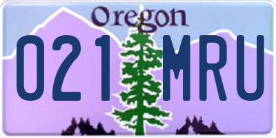 OR license plate 021MRU