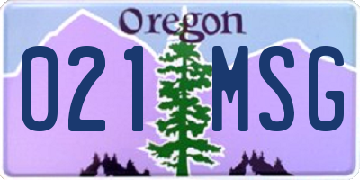 OR license plate 021MSG