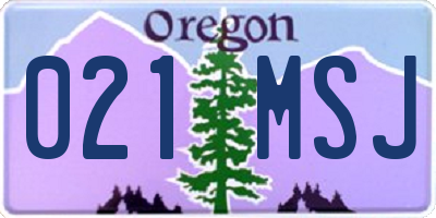 OR license plate 021MSJ