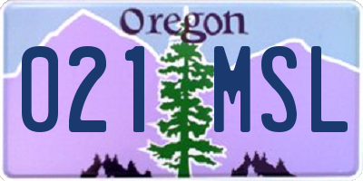 OR license plate 021MSL