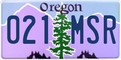 OR license plate 021MSR