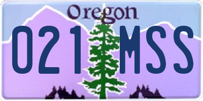 OR license plate 021MSS