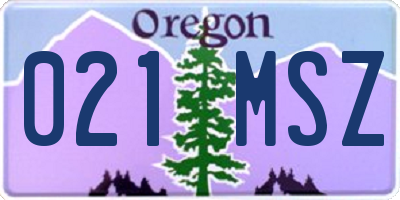 OR license plate 021MSZ