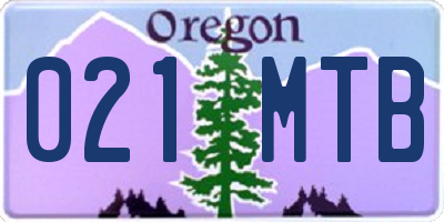 OR license plate 021MTB