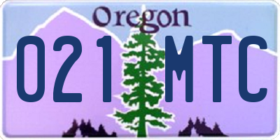 OR license plate 021MTC