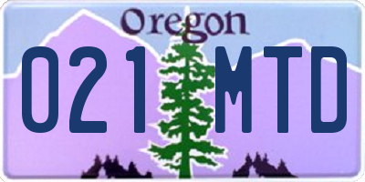 OR license plate 021MTD