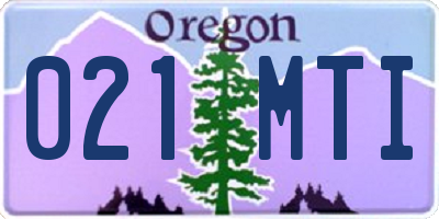OR license plate 021MTI