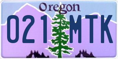 OR license plate 021MTK