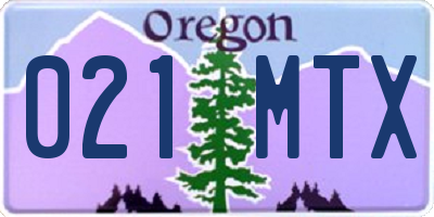 OR license plate 021MTX