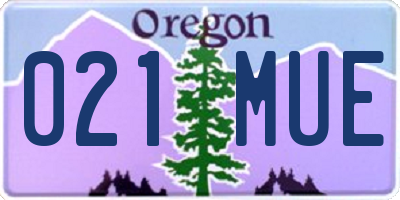 OR license plate 021MUE