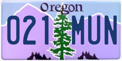 OR license plate 021MUN