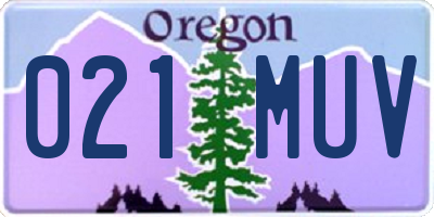 OR license plate 021MUV