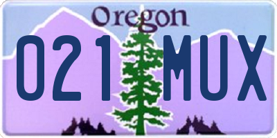 OR license plate 021MUX
