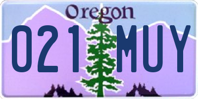 OR license plate 021MUY