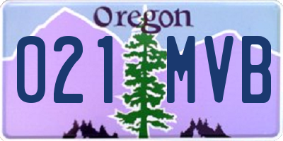 OR license plate 021MVB