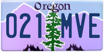 OR license plate 021MVE