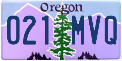 OR license plate 021MVQ
