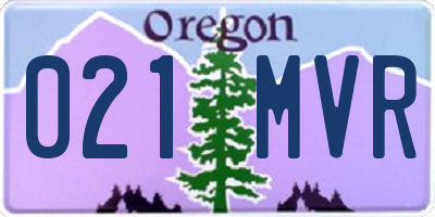 OR license plate 021MVR