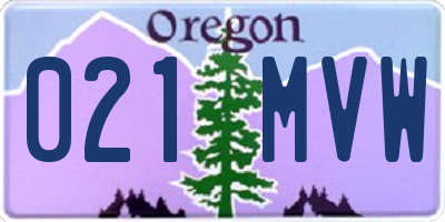 OR license plate 021MVW
