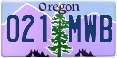 OR license plate 021MWB