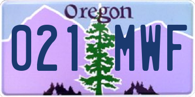 OR license plate 021MWF