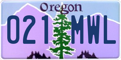 OR license plate 021MWL