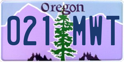 OR license plate 021MWT