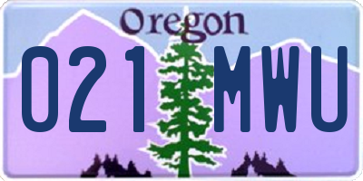 OR license plate 021MWU