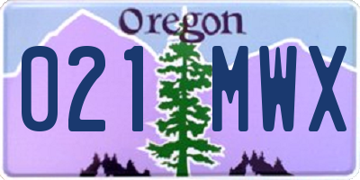 OR license plate 021MWX