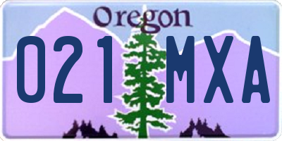 OR license plate 021MXA