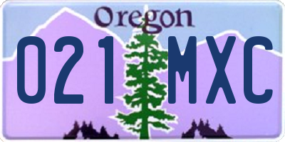 OR license plate 021MXC