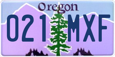 OR license plate 021MXF