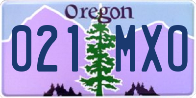 OR license plate 021MXO