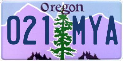 OR license plate 021MYA