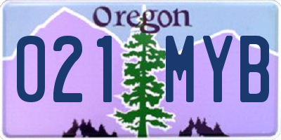OR license plate 021MYB