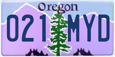 OR license plate 021MYD