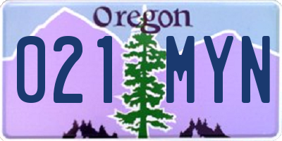 OR license plate 021MYN
