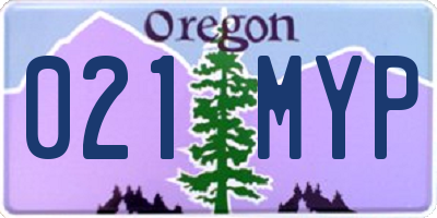 OR license plate 021MYP