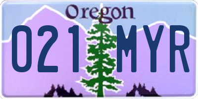 OR license plate 021MYR
