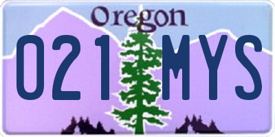 OR license plate 021MYS