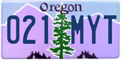 OR license plate 021MYT