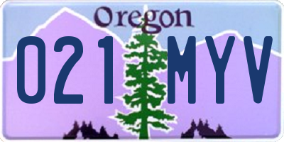 OR license plate 021MYV