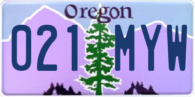 OR license plate 021MYW