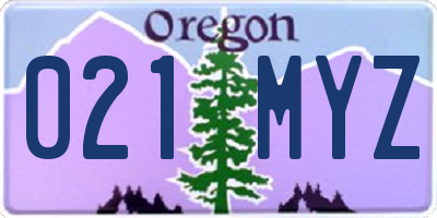 OR license plate 021MYZ