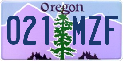 OR license plate 021MZF