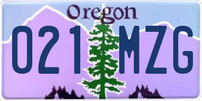OR license plate 021MZG