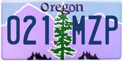 OR license plate 021MZP