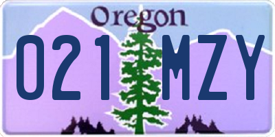 OR license plate 021MZY
