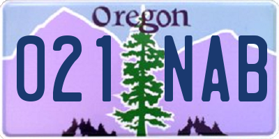 OR license plate 021NAB